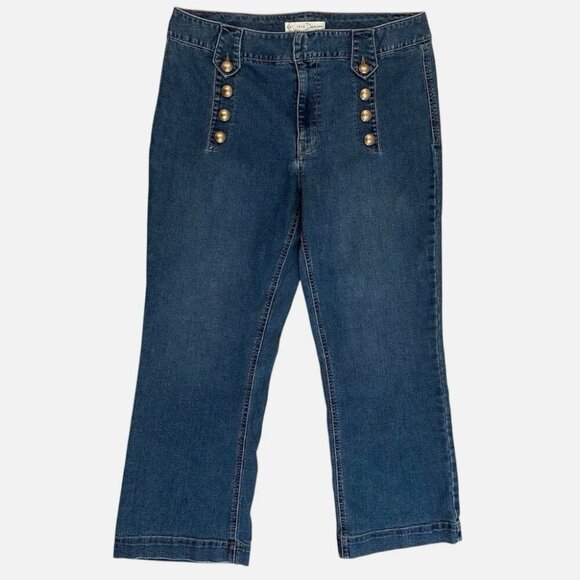 Womens 16 Denim Hi-Rise Gold Button Straight Ankle Leg Casual PLUS Stretch Jeans - Picture 1 of 4